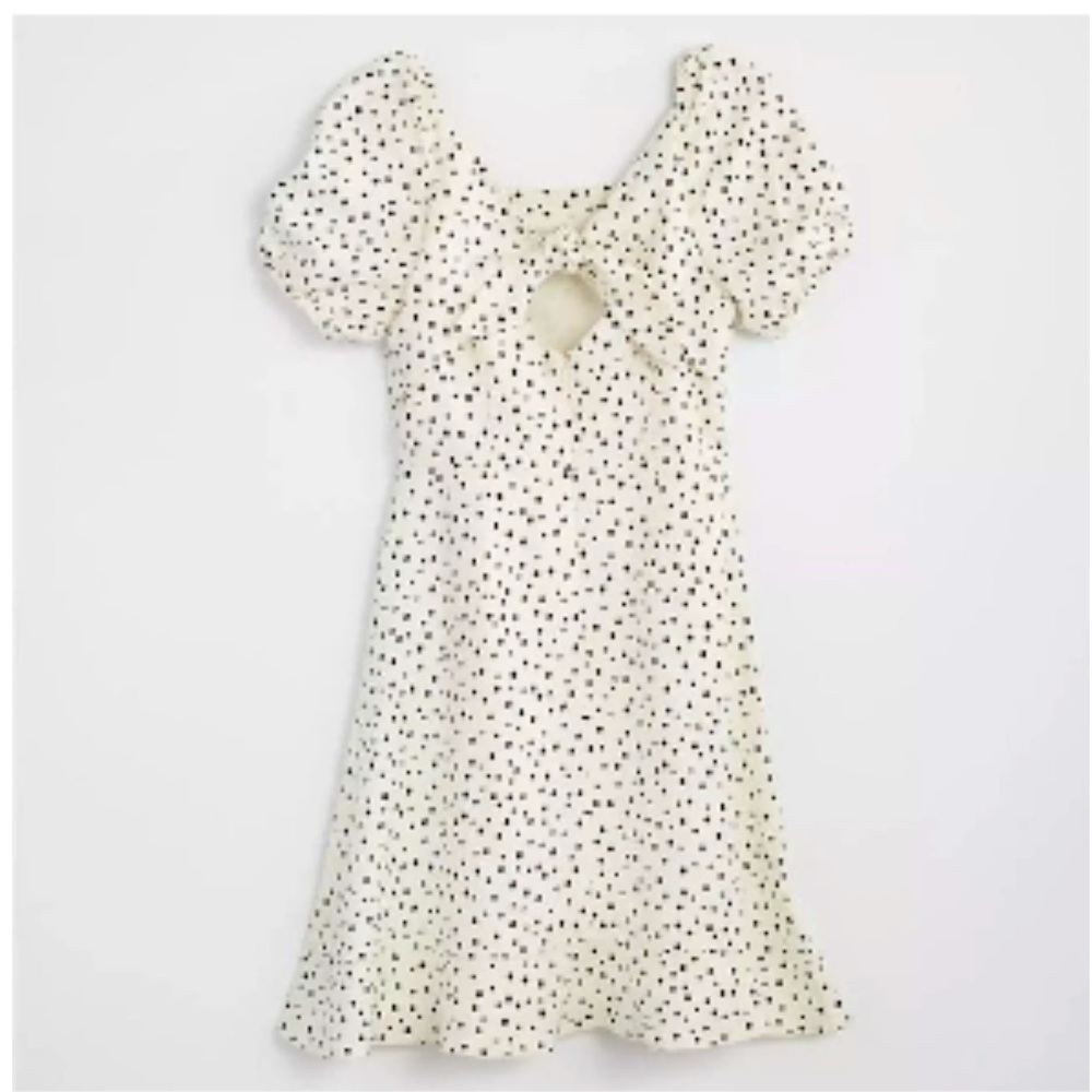 Adorable Loft polka dot keyhole back dress with tie - 10